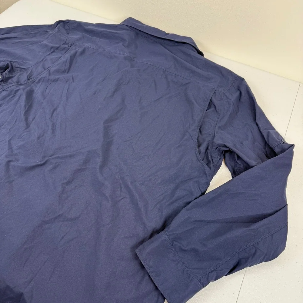 The North Face Mens XL Navy Blue Vented Long Sleeve Hiking Button Down Shirt